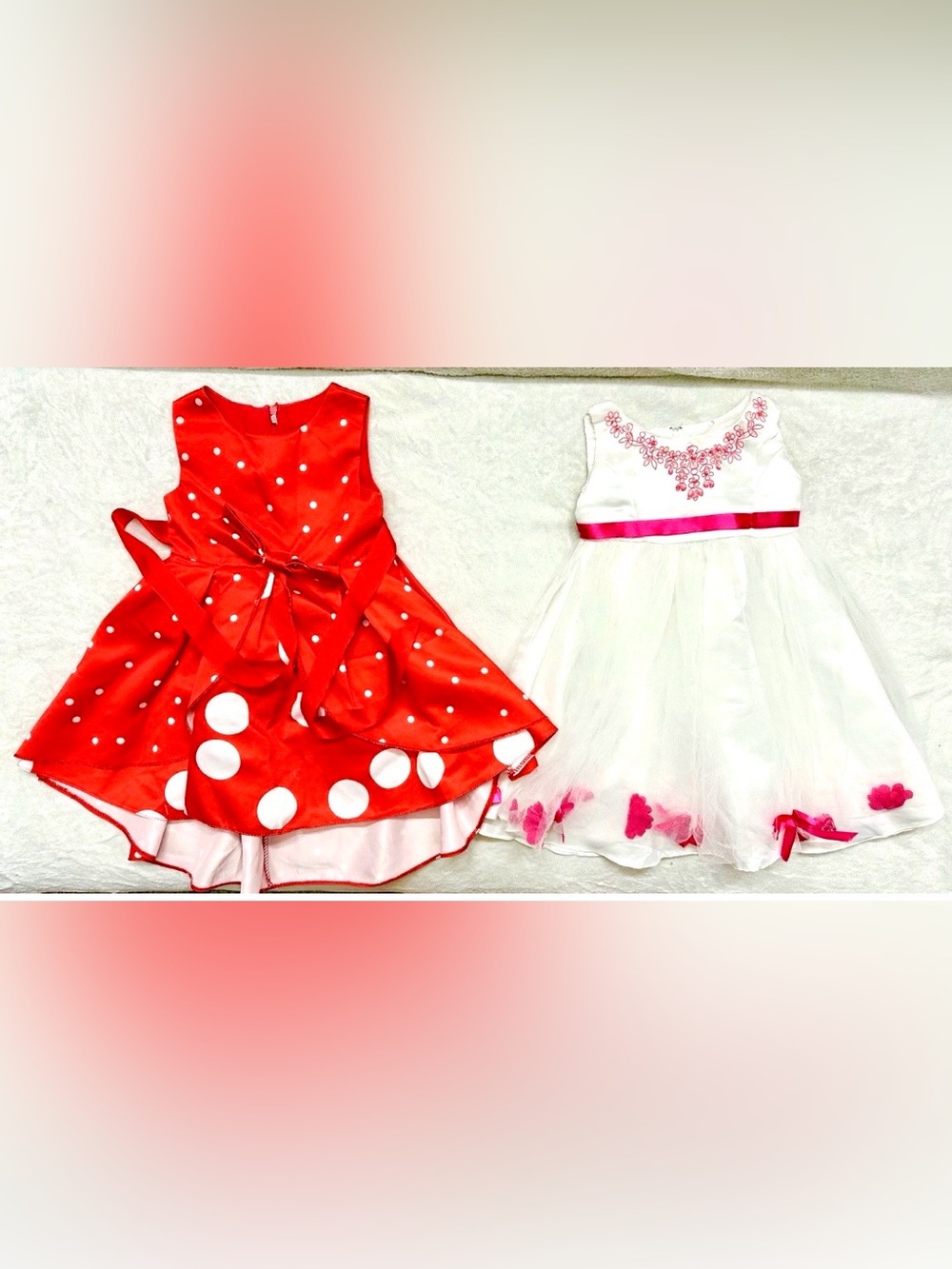 Very Cute Girls Lot Dresses Size 3-4 Red White Years Excellent Condition